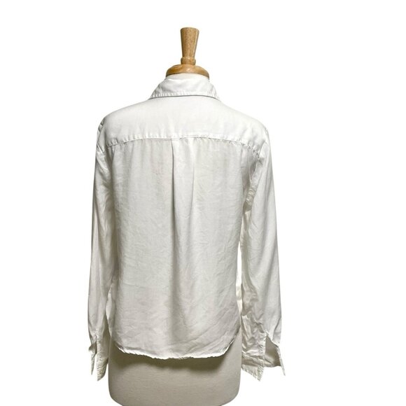 J. MCLAUGHLIN Tie Front Shirt Long Sleeve Top Classic White size Medium - Picture 4 of 6
